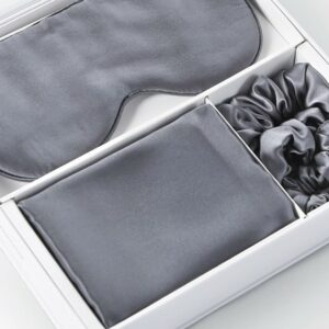 Silk Pillow Cases-Charcoal Grey -  gift pack 3 set